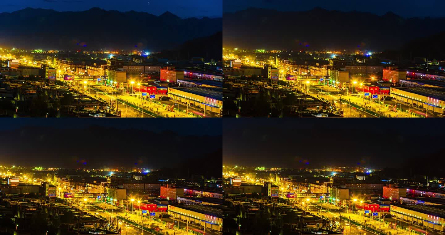西藏堆龙工业园区夜景中景延时