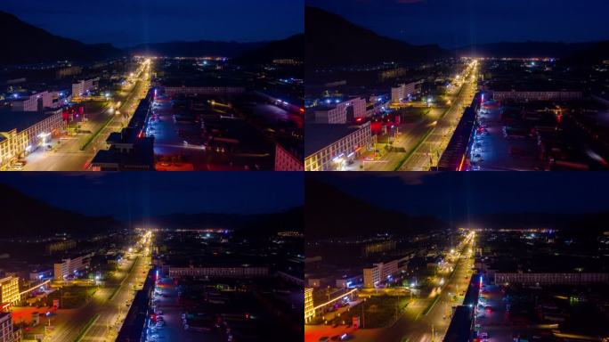 西藏拉萨堆龙工业园区夜景航拍延时