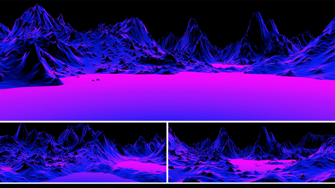 【宽屏时尚背景】蓝紫赛博朋克地貌地形虚幻