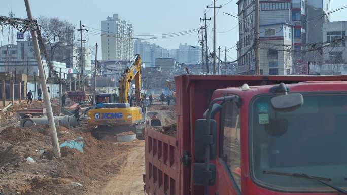 城中村道路施工工地