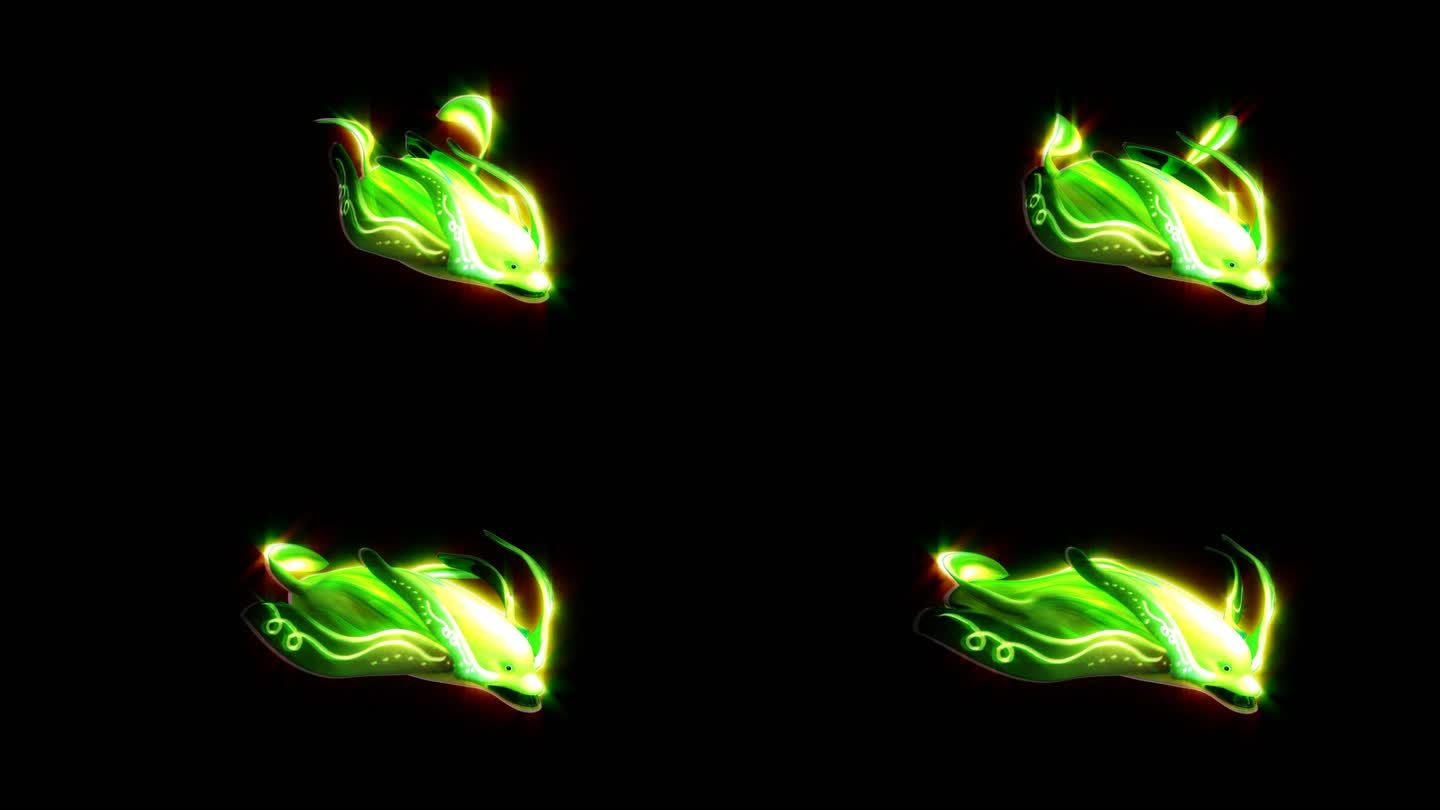 游戏角色鳊鱼特效发光带透明通道三维动画
