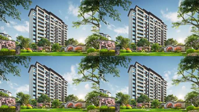 高端新中式园林景观动画素材