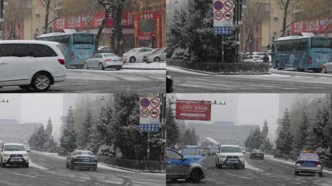 大雪飘飞的街道