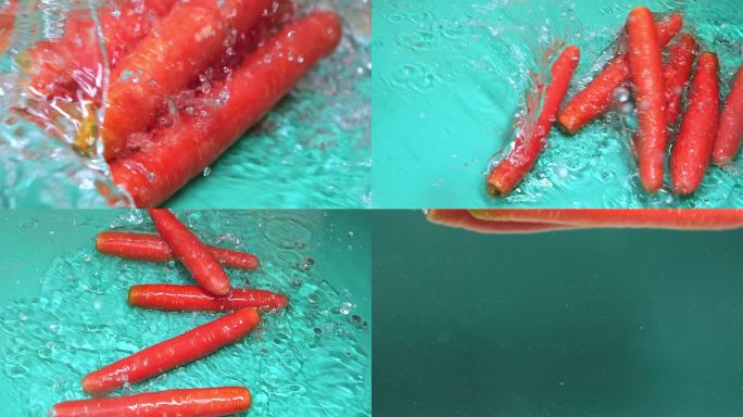胡萝卜 水果胡萝卜入水创意视频