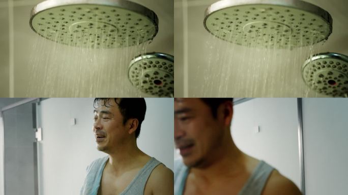 中年男人在公共浴室洗完澡出来