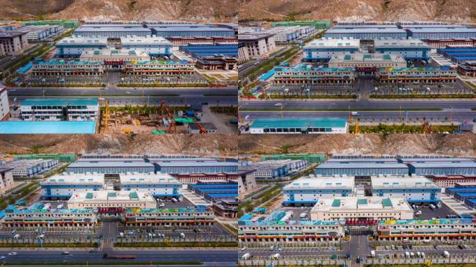 西藏拉萨工业园区高原冷链物流港航拍延时