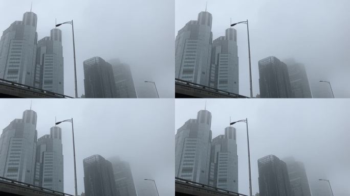 雾天北京三环建筑