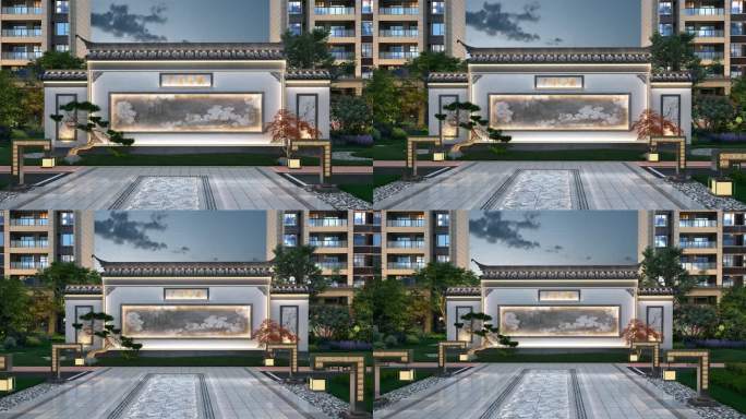 新中式入户景墙动画素材