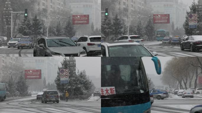 大雪飘飞的街道