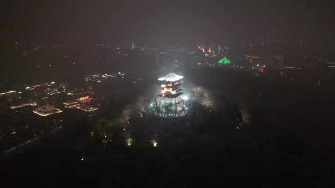绍兴夜景雪中越王台视频素材