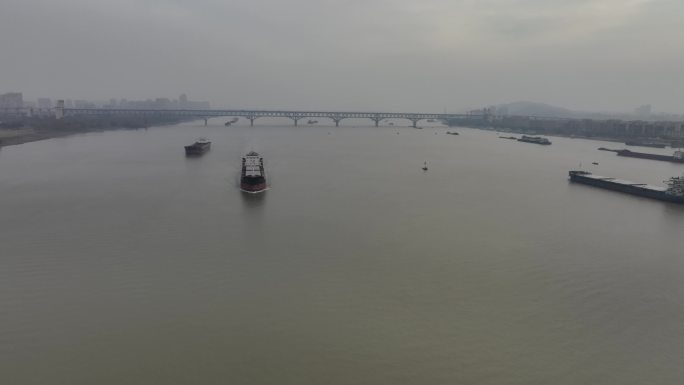 长江大桥日出航运