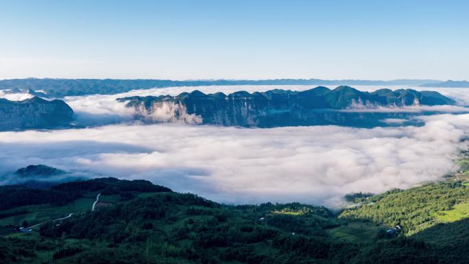 武陵山区绝壁云海航拍延时4K