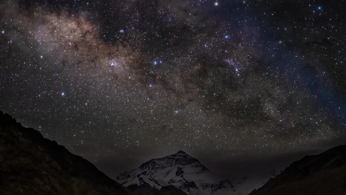 珠峰上空银河延时｜星空｜雪山｜西藏