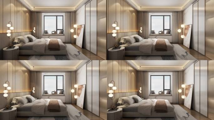 高端主卧室内装修三维动画