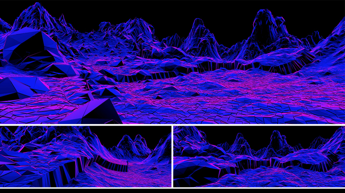 【宽屏时尚背景】地形穿梭蓝紫虚幻赛博朋克