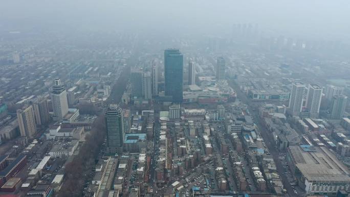 航拍山东淄博城市风景