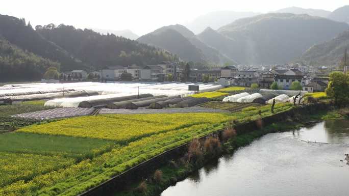 石台航拍 原素材 秋浦河 山区 乡镇