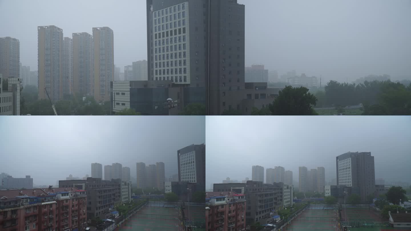 【镜头合集】阴天雨雾下雨中的城市楼房