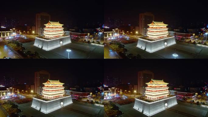 山西太原五一广场夜景航拍景观