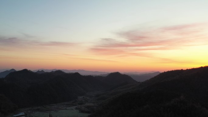 石台航拍 原素材 秋浦河 山区 古村