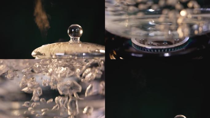 玻璃锅煮沸的热水气泡沸水开水4