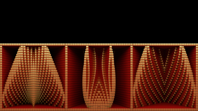 【裸眼3D】艺术盒子方形空间矩阵红金律动