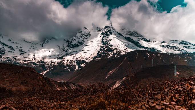 西藏日喀则定结县杂朗雪山全景延时
