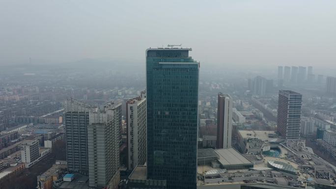 航拍山东淄博城市风景