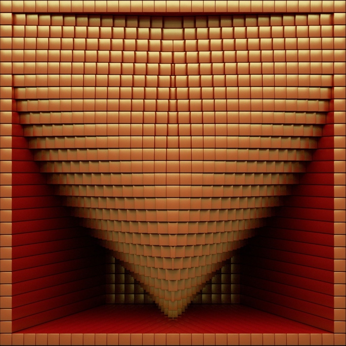【裸眼3D】艺术盒子方形空间矩阵红金拼色