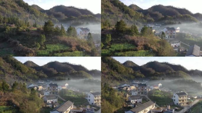 石台航拍 原素材 秋浦河 山区 乡村