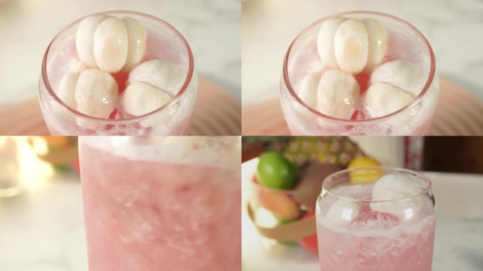 【镜头合集】山竹果汁榨汁冰饮水果沙冰
