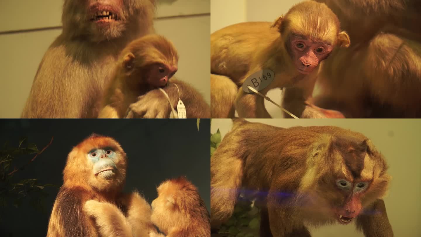【镜头合集】金丝猴狒狒拇指猴动物标本