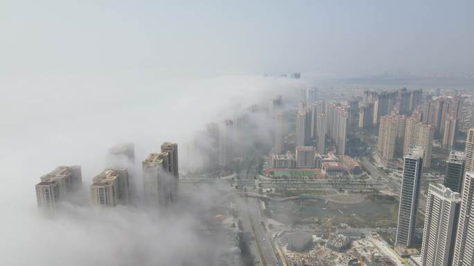 泉州东海CBD大雾高空4K航拍