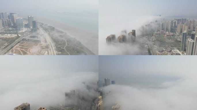 泉州东海CBD大雾高空4K航拍