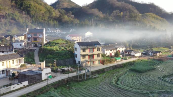 石台航拍 原素材 秋浦河 山区 乡村