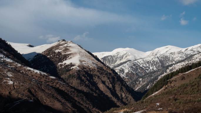 阳光下的雪山延时