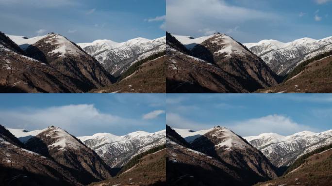 阳光下的雪山延时