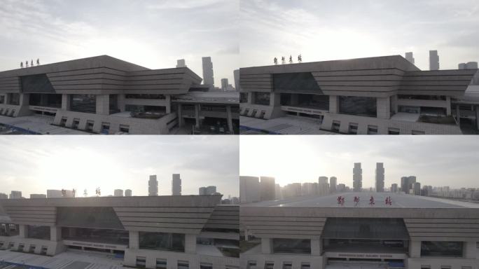 郑州高铁站双子塔傍晚城市空镜04