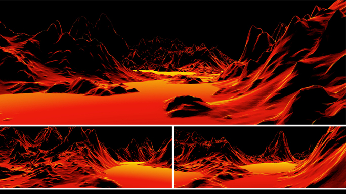 【宽屏时尚背景】黑红火影熔岩燃烧山体穿梭