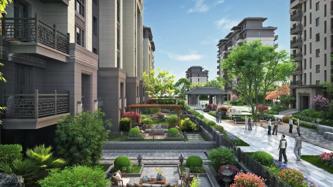 新中式园林景观动画素材（组合）