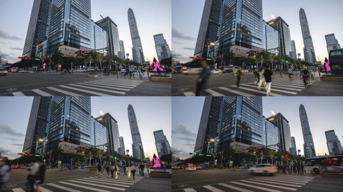 深圳福田中央商务区和繁忙的交通