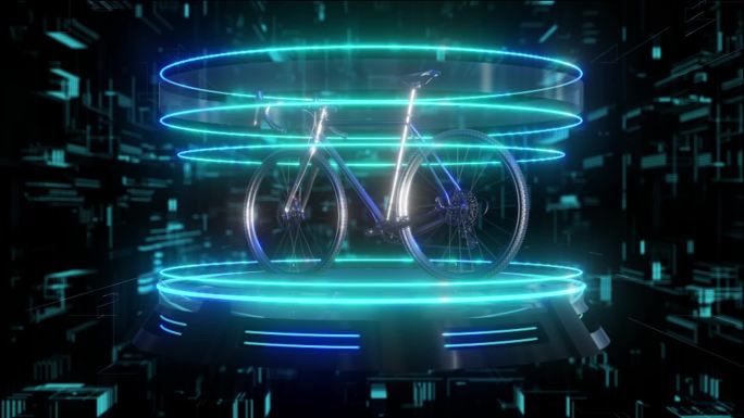 山地自行车元宇宙全息科技光圈展示素材