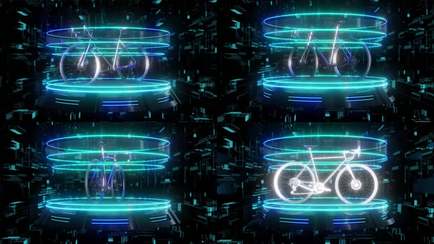 山地自行车元宇宙全息科技光圈展示素材