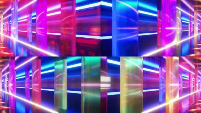 炫彩玻璃霓虹隧道穿梭