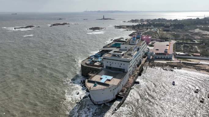 石狮黄金海岸海洋世界航拍海边建筑旅游景点