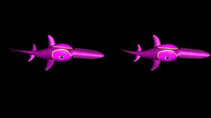粉色海豚游戏游泳动作带通道三维动画卡通