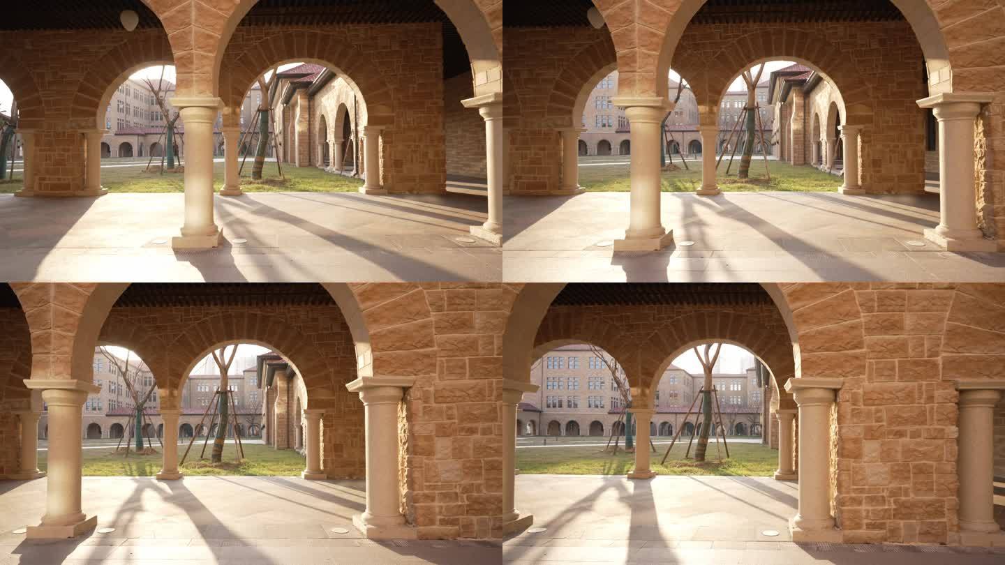 欧式古典建筑圆形拱门走廊
