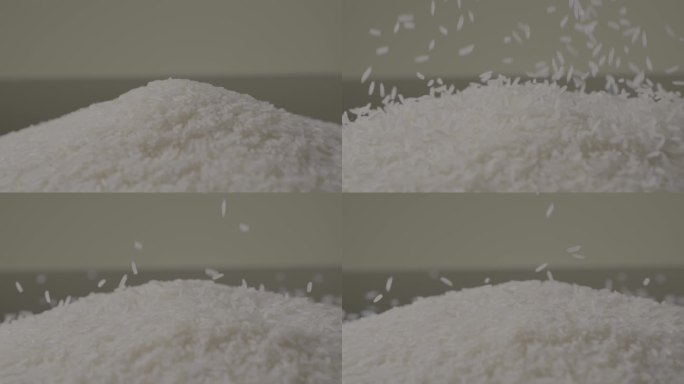大米掉落堆积米粒米饭摆拍