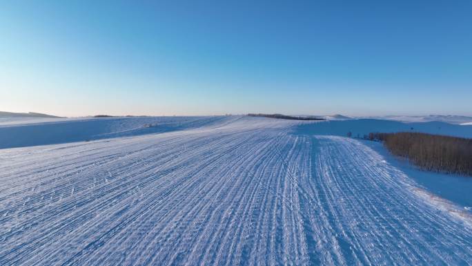 航拍东北雪域雪原田野风光