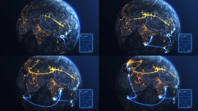 大气科技地球一带一路丝绸之路视频素材